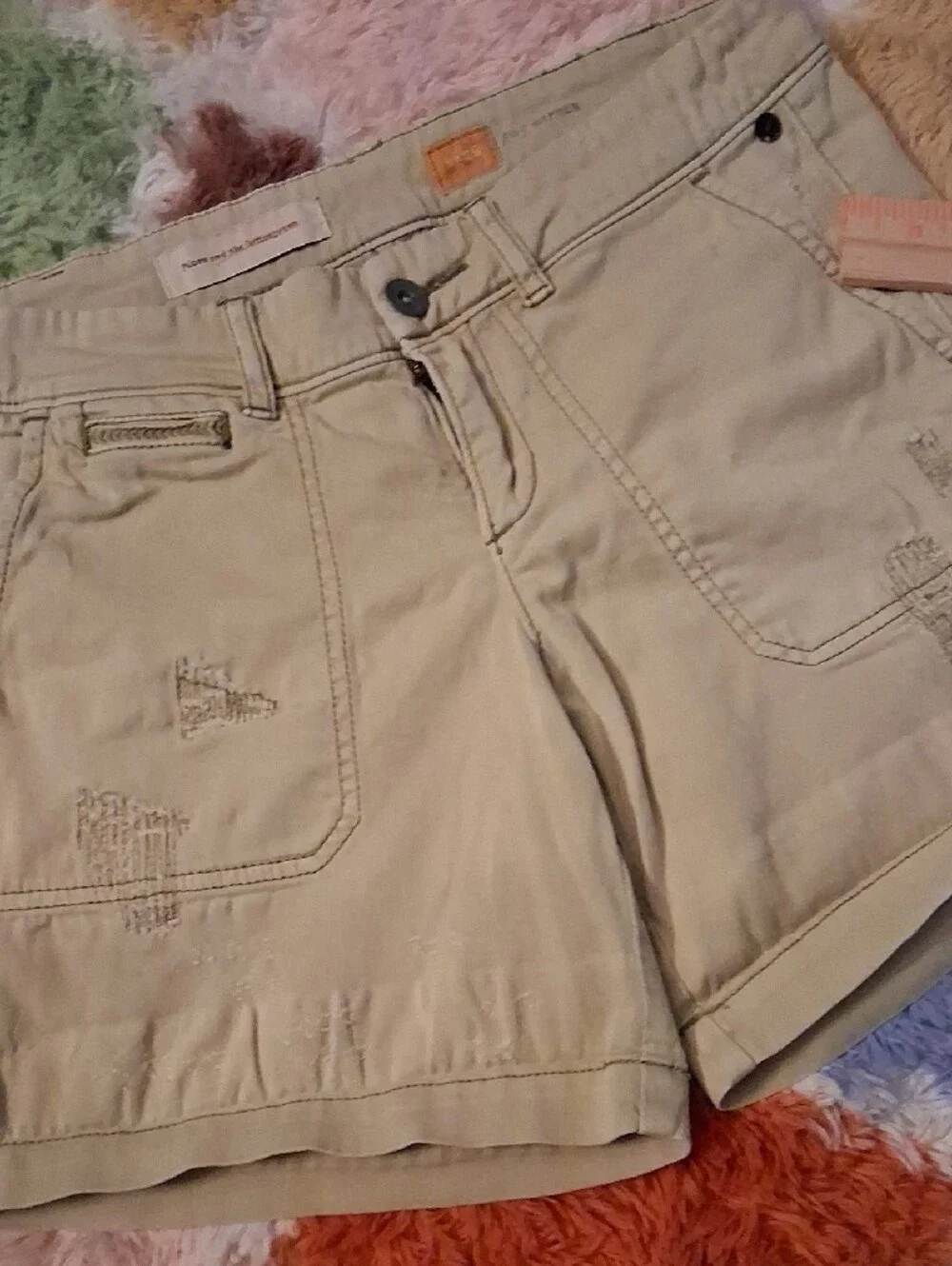 Pilcro Light Khaki Rolled-Hem Bermuda Shorts